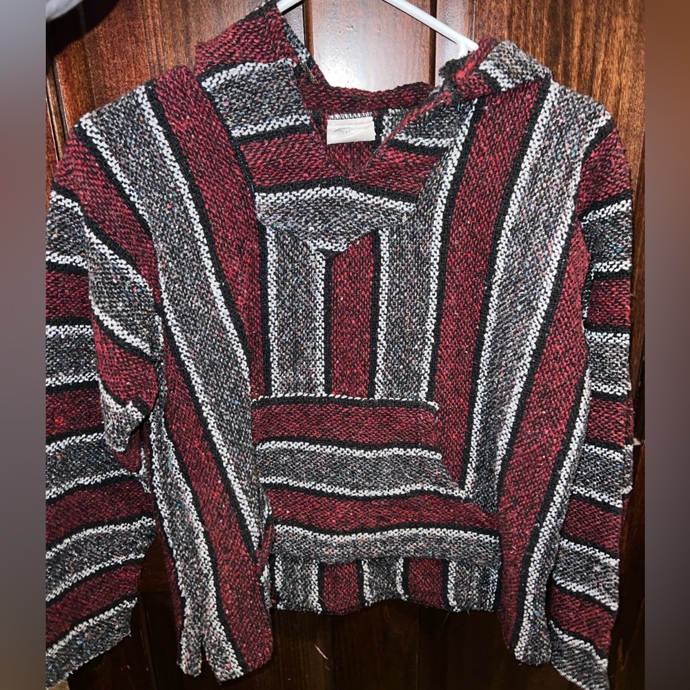 Red, grey, and black Mexican Baja Hoodie